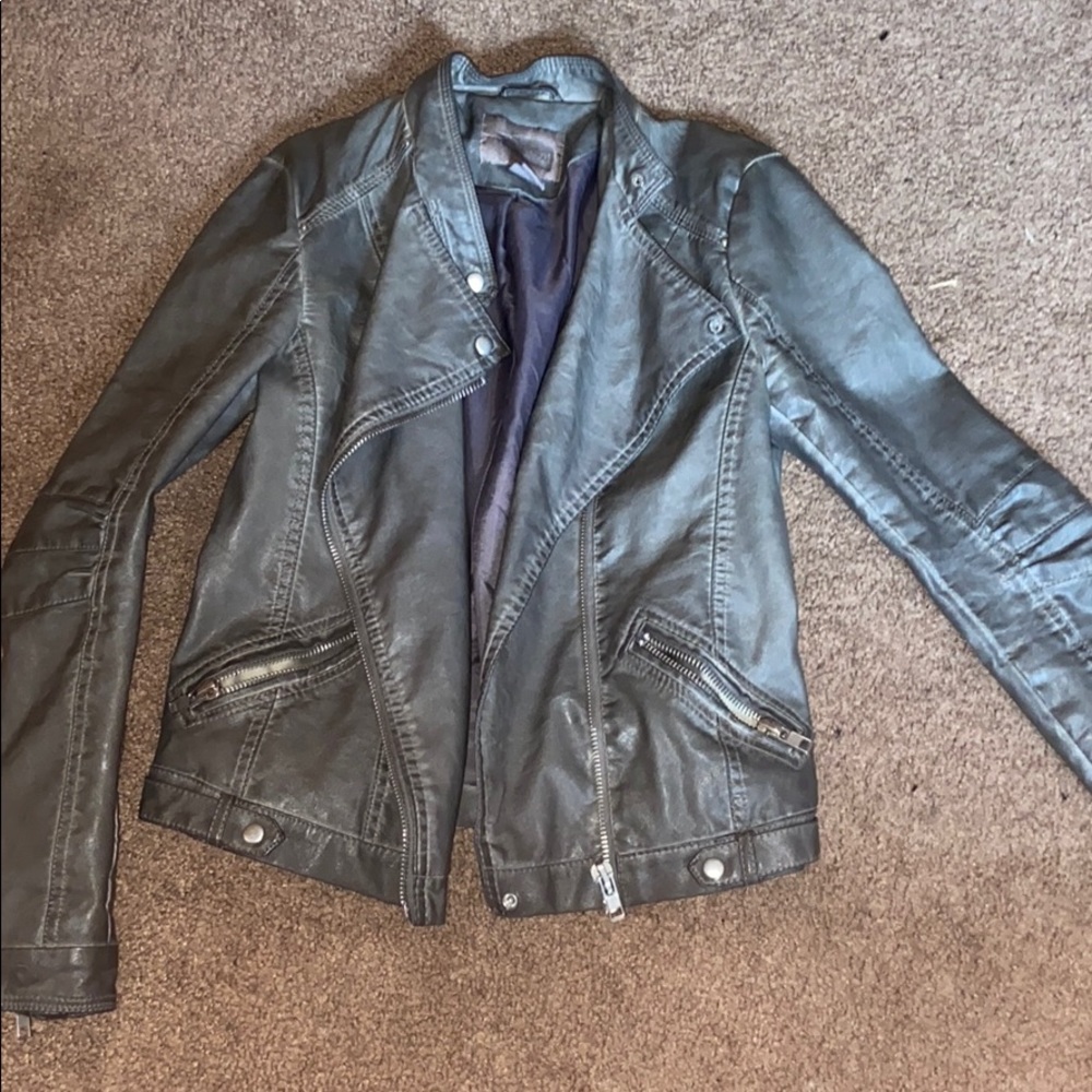 Gray leather jacket